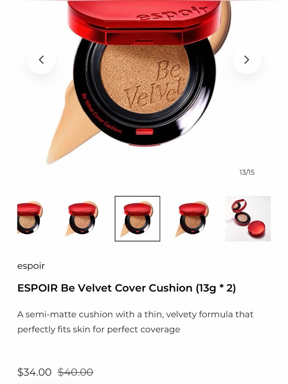 🆕 ESPOIR Be Velvet Cushion Foundation | #1 Korean Cushion Foundation | Ash Honey